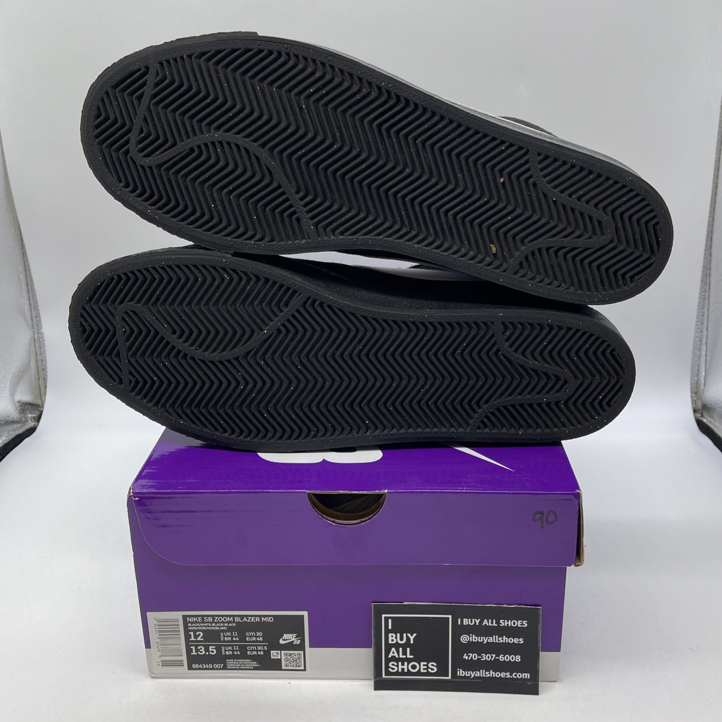 Size 12 - Nike Zoom Blazer SB Mid Black White Suede Leather (864349-007)