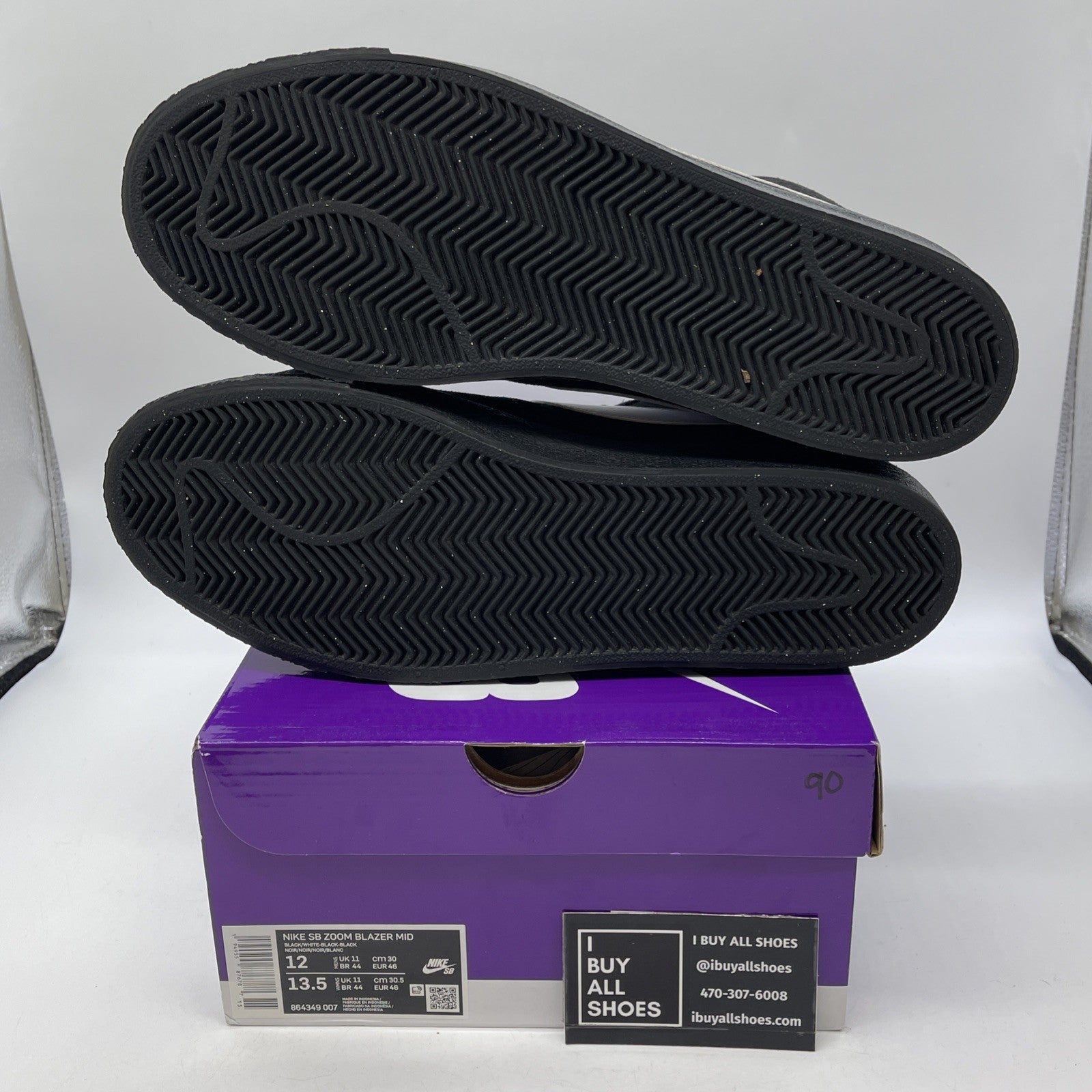 Size 12 - Nike Zoom Blazer SB Mid Black White Suede Leather (864349-007)