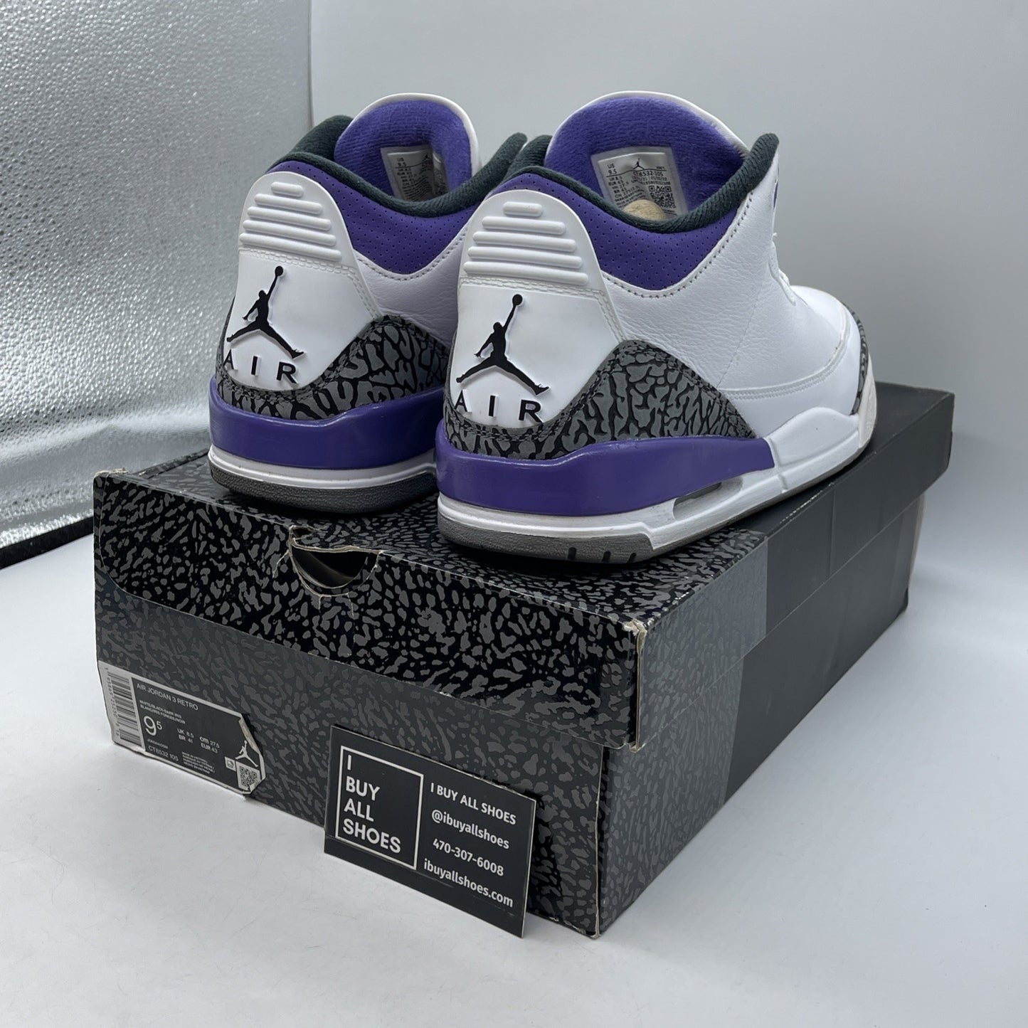 Size 9.5 - Jordan 3 Retro Mid Dark Iris White Purple Grey Suede (CT8532-105)