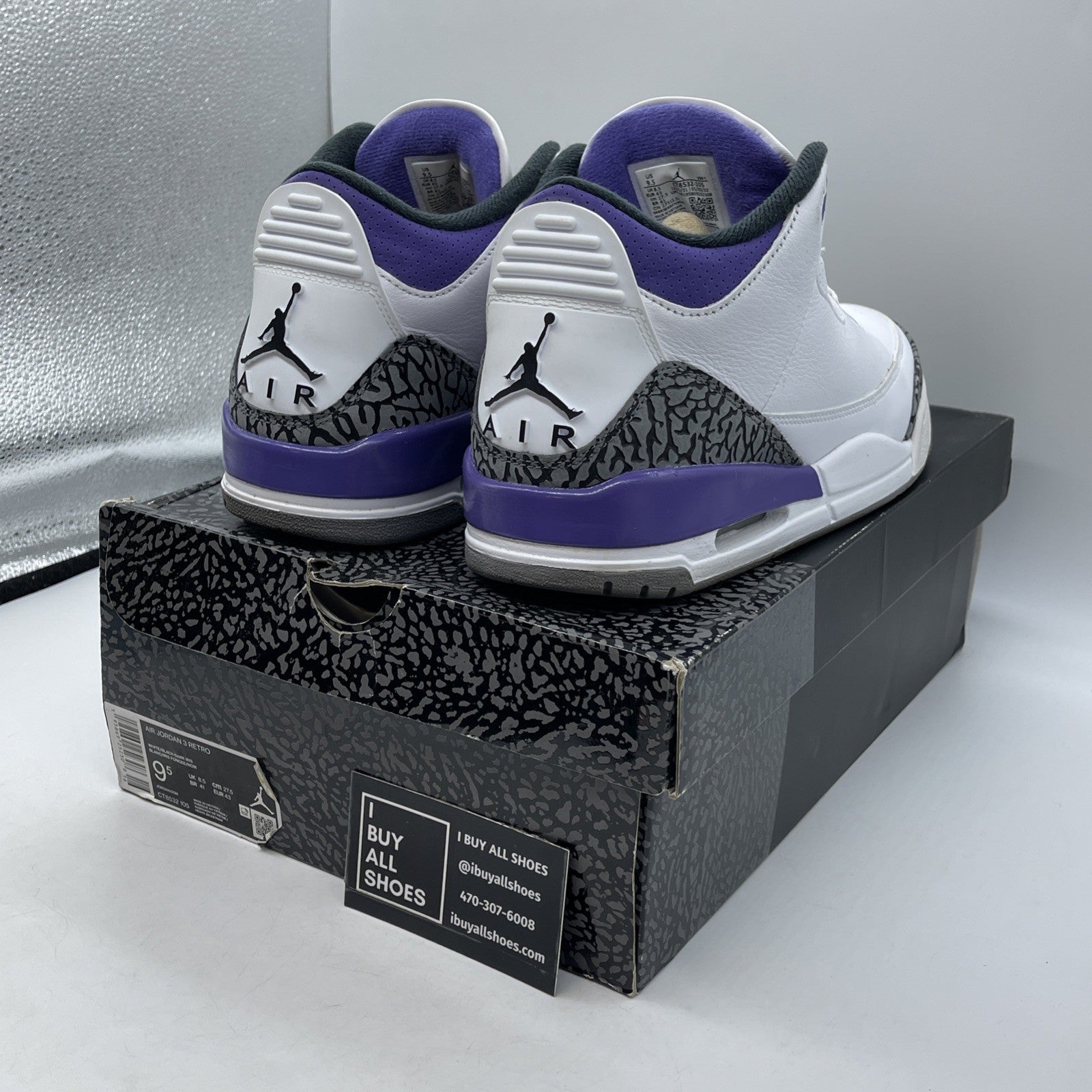 Size 9.5 - Jordan 3 Retro Mid Dark Iris White Purple Grey Suede (CT8532-105)