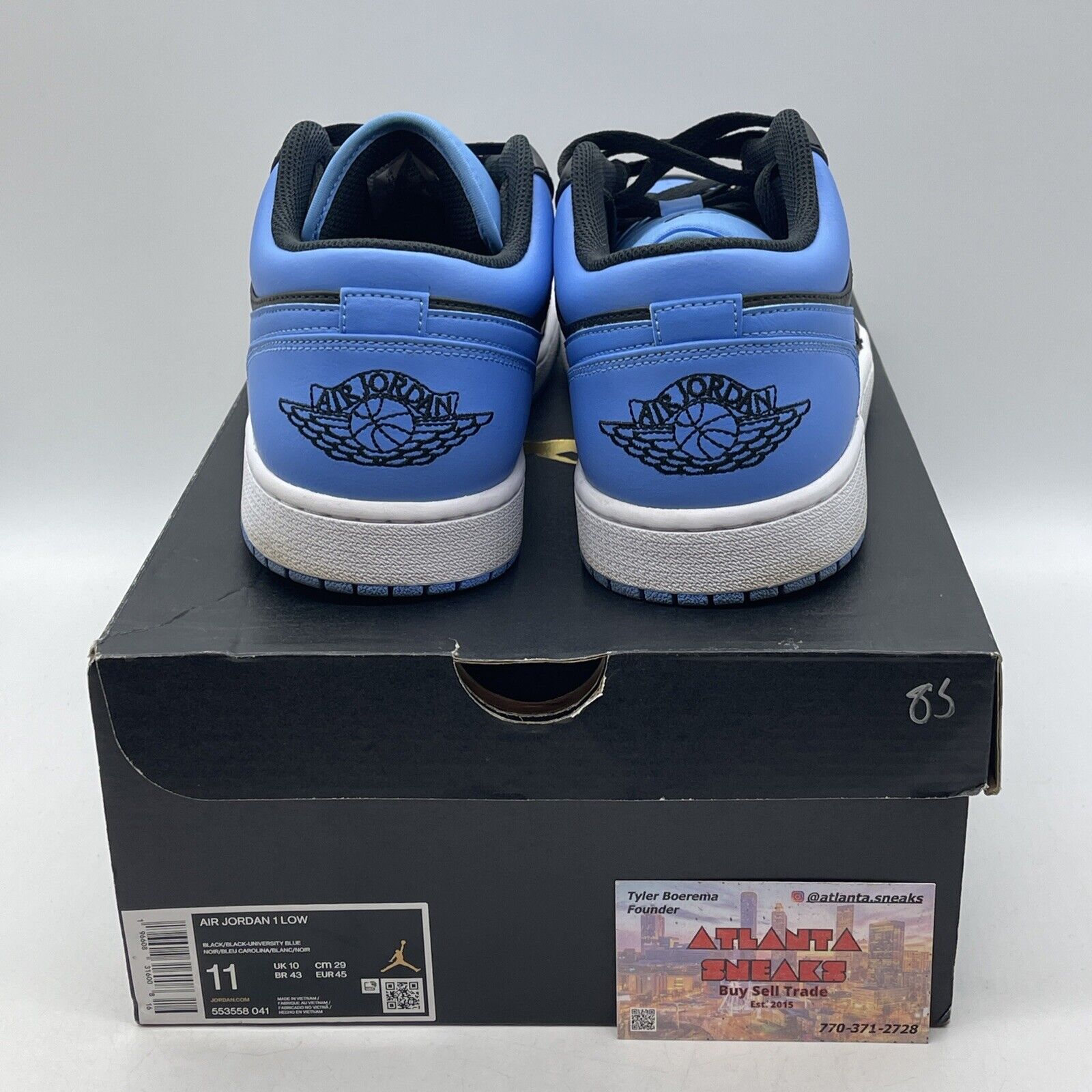 Size 11 - Air Jordan 1 Low University Blue White black Leather (553558-041)