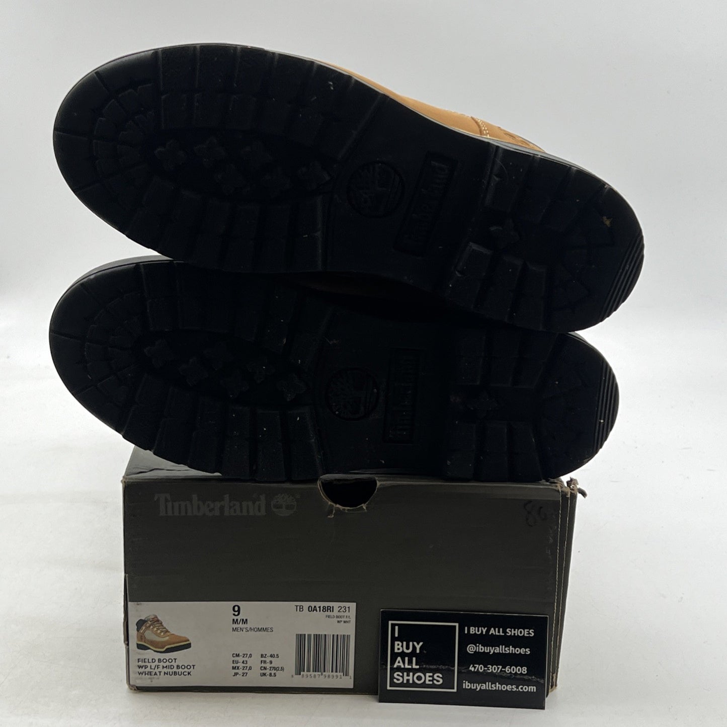 Size 9 - Timberland Men's Wheat Nubuck Leather Waterproof Boots (TB0A18RI231)