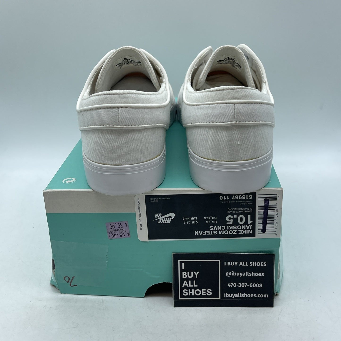 Size 10.5 - Nike Zoom Stefan Janoksi Cnvs White (615957-110)