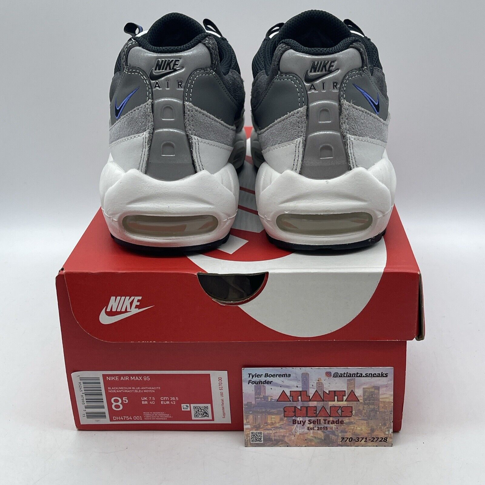 Size 8.5 - Nike Air Max 95 Black Medium Blue White Grey Leather (DH4754-001)