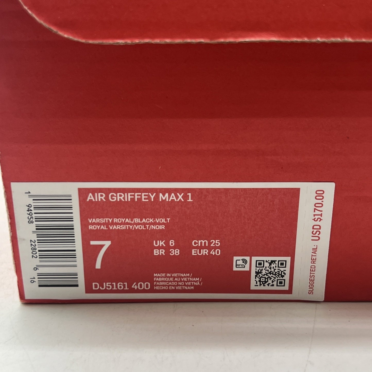 Size 7 - Nike Air Griffey Max 1 2021 Varsity Royal (DJ5161-400)