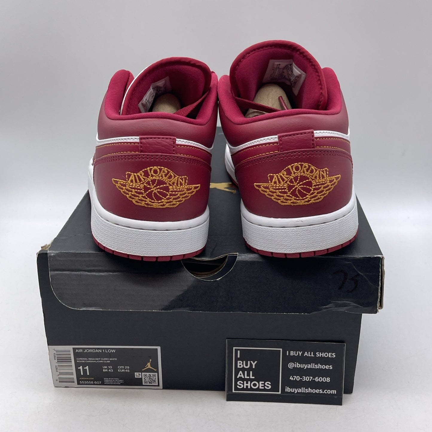 Size 11 - Air Jordan 1 Low Cardinal Red 2022 (553558-607)