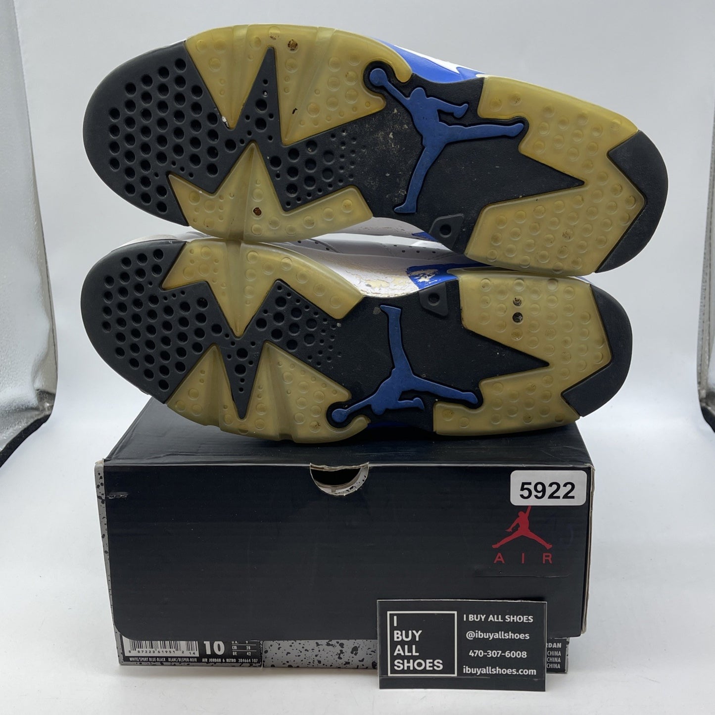 Size 10 - Air Jordan 6 Retro 2014 Sport Blue White Leather (384664-107)