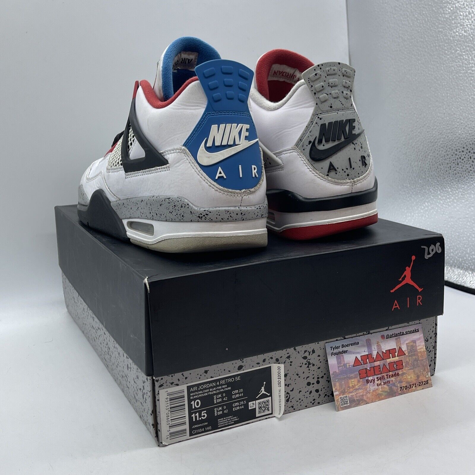 Size 10 - Jordan 4 Retro SE Mid What The 4 White Black Grey Leather (CI1184-146)