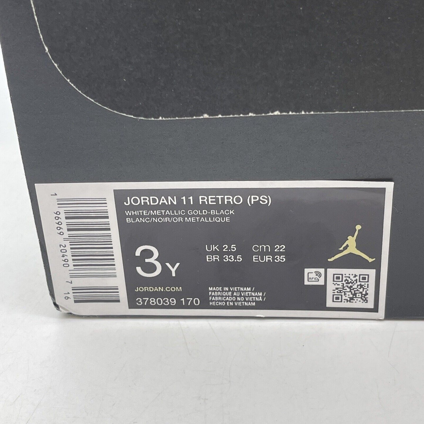 Size 3Y (PS) - Jordan 11 Retro Mid DMP White Black Leather (378039-170)
