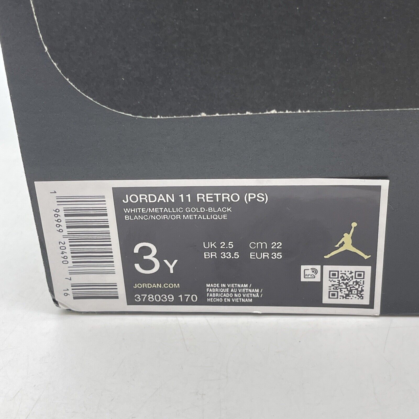 Size 3Y (PS) - Jordan 11 Retro Mid DMP White Black Leather (378039-170)