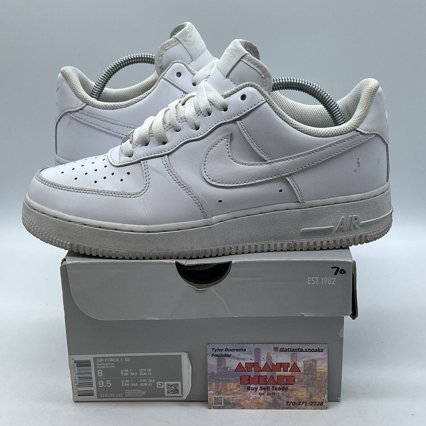 Size 8 - Nike Air Force 1 Low '07 White Leather (315122-111)