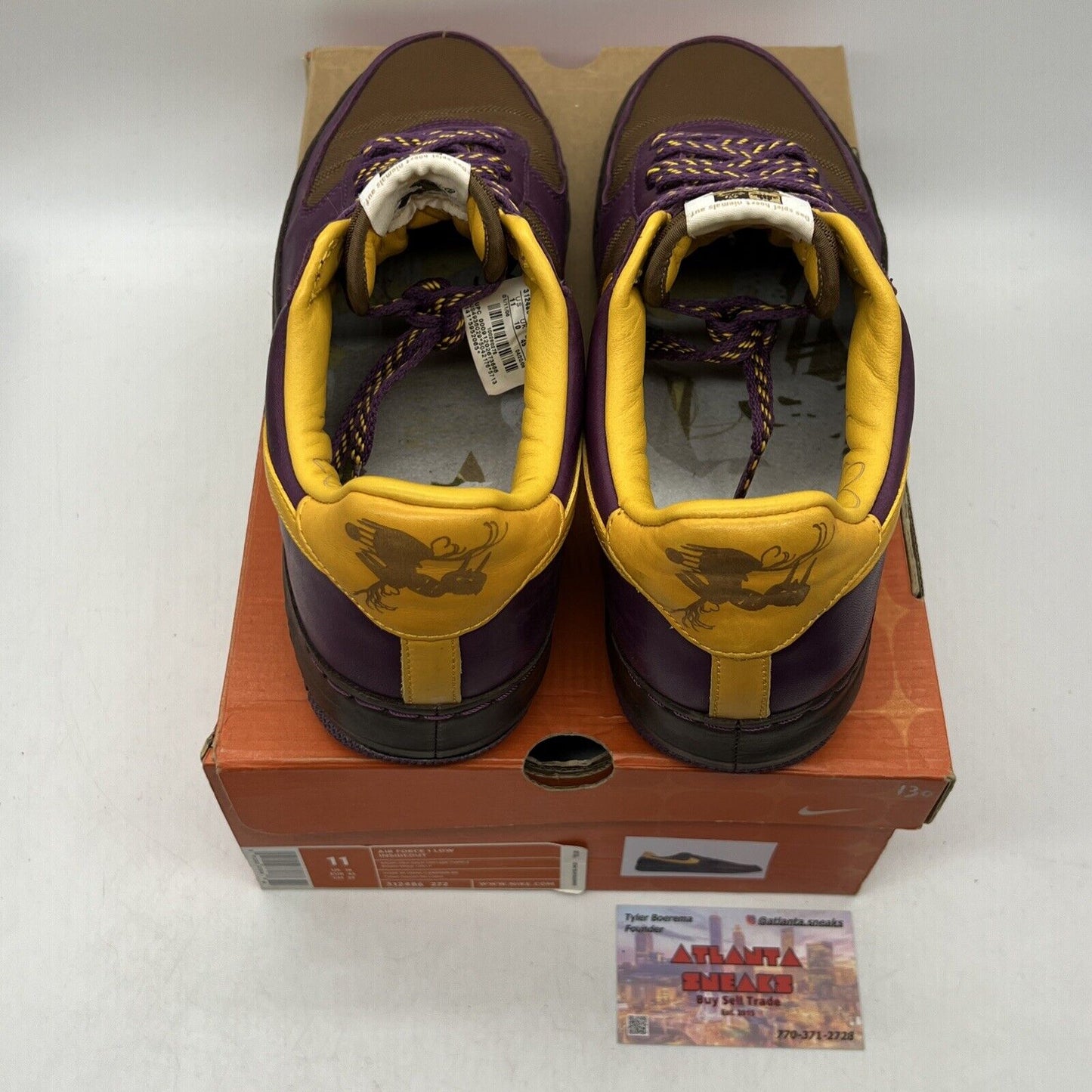 Size 11 - Nike Air Force 1 Insideout Low Purple Yellow Leather (312486-272)