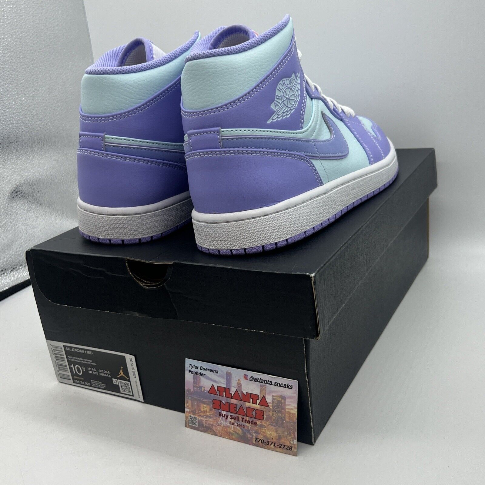 Size 10.5 - Jordan 1 Mid Purple Pulse Brand New Og All White