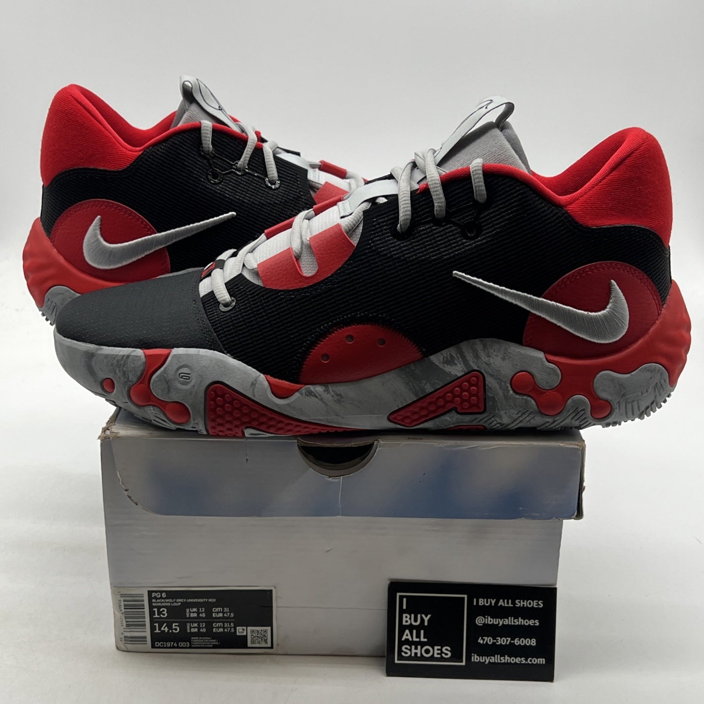 Size 13 - Nike PG 6 Bred Black/Red/Wolf Grey (DC1974-003)