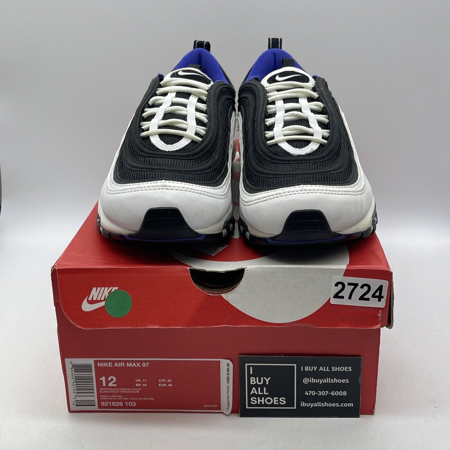 Size 12 - Nike Air Max 97 Persian Violet Black White Purple Suede (921826-103)