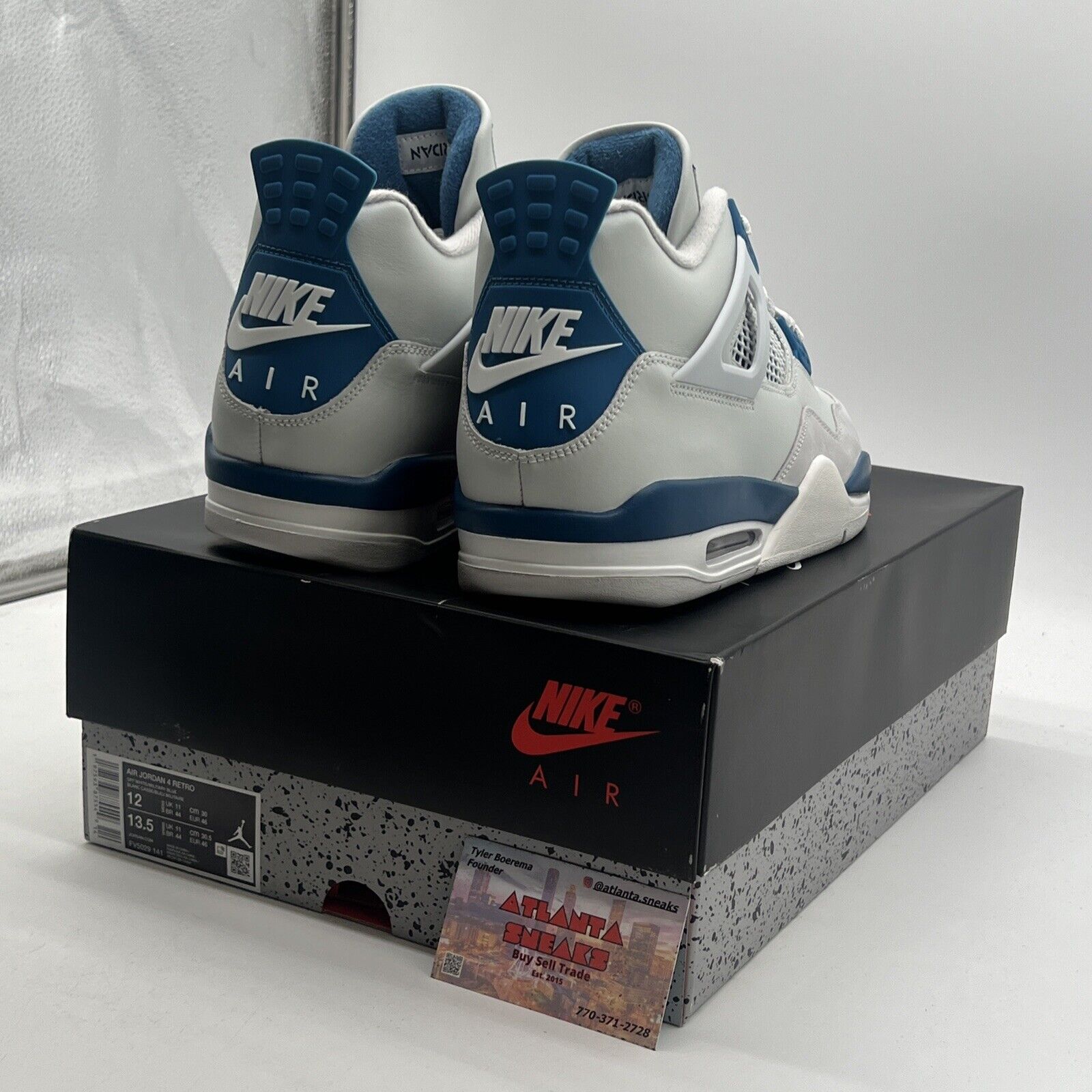 Size 12 - Air Jordan 4 Retro 2024 Military Blue (FV5029-141).
