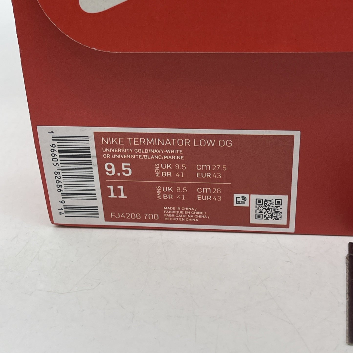 Size 9.5 - Nike Terminator Low "University Gold and Navy" (FJ4206-700)
