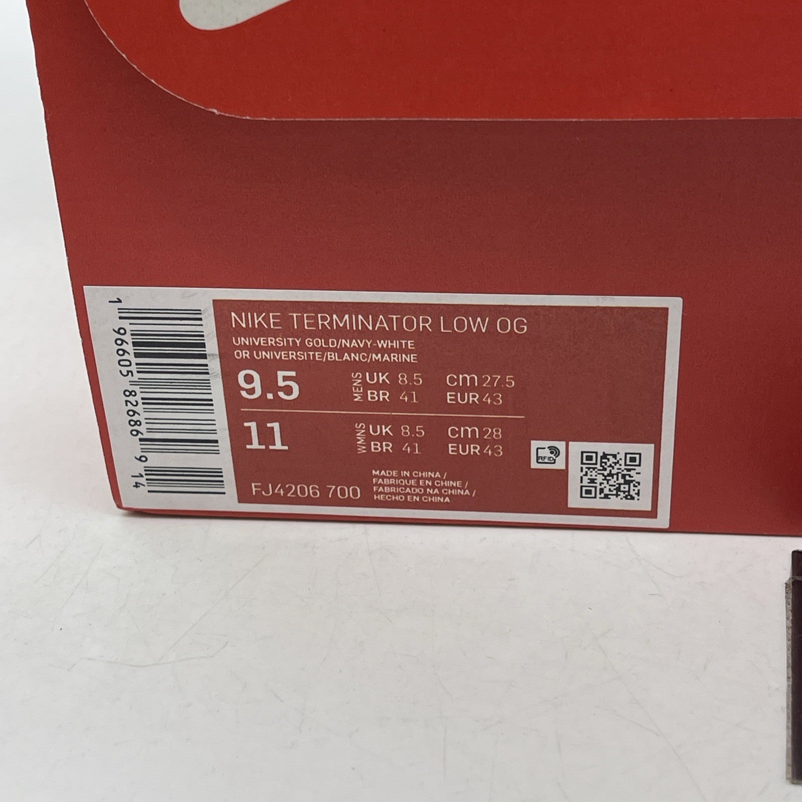 Size 9.5 - Nike Terminator Low "University Gold and Navy" (FJ4206-700)