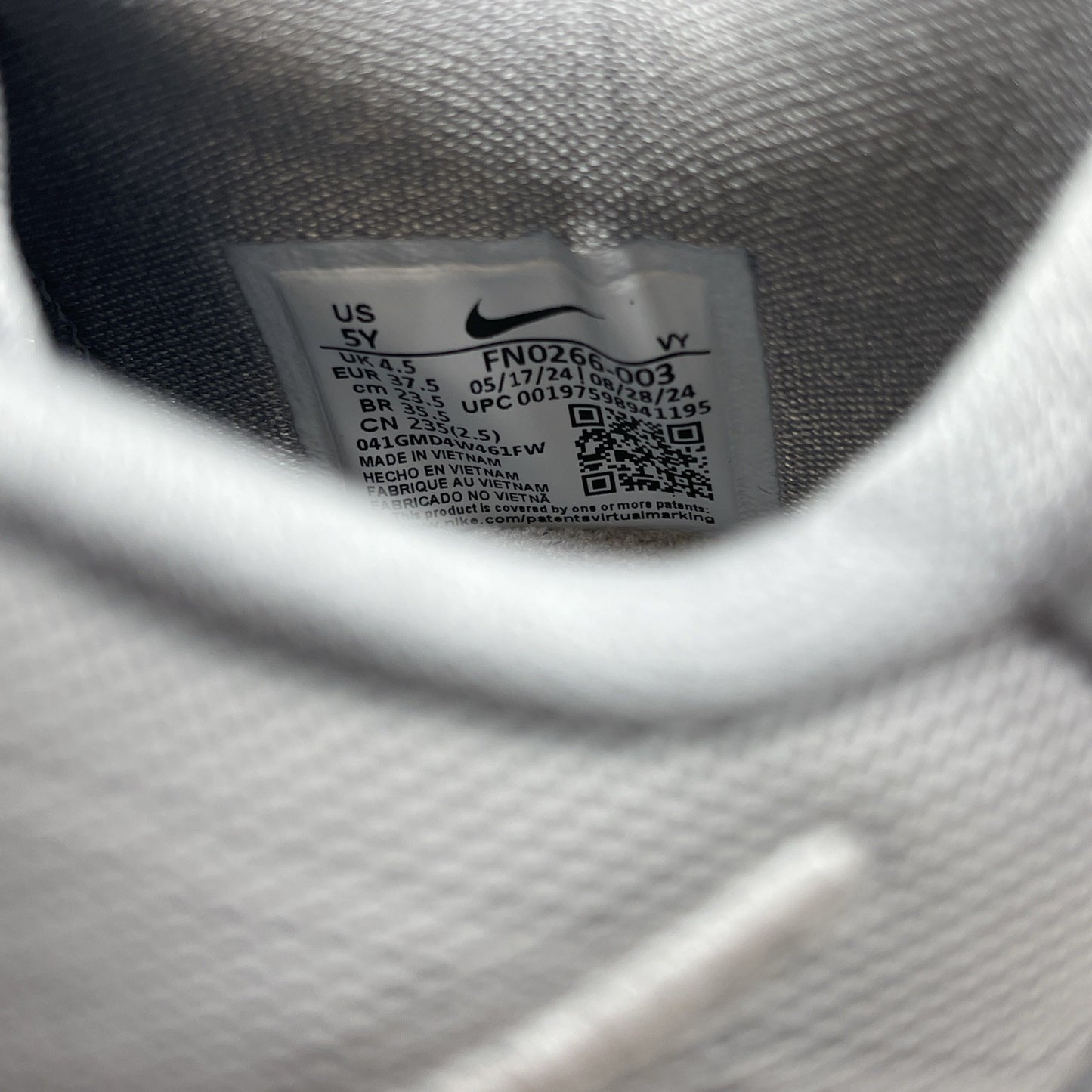 Size 5Y (GS) - Nike Kobe 8 Protro Low White Metallic Gold Silver (FN0266-003)
