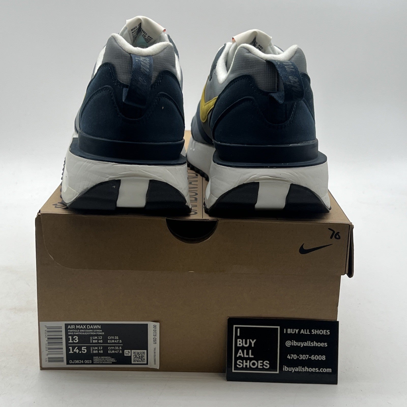 Size 13 - Nike Air Max Dawn Particle Grey Dark Citron (DJ3624-003)