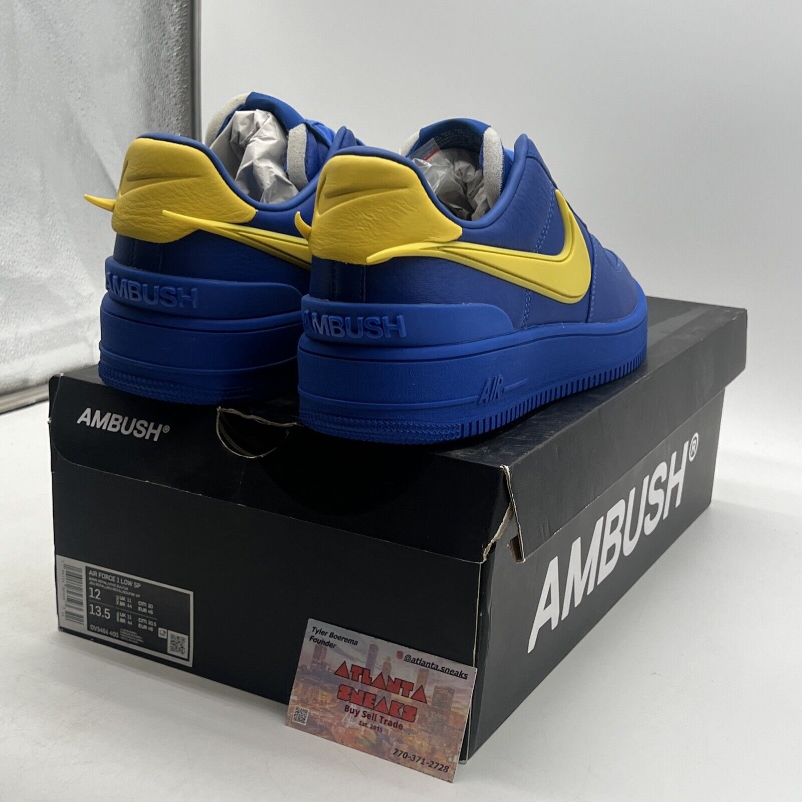 Size 12 - Nike AMBUSH x Air Force 1 Low Game Royal Yellow Leather  (DV3465-400)