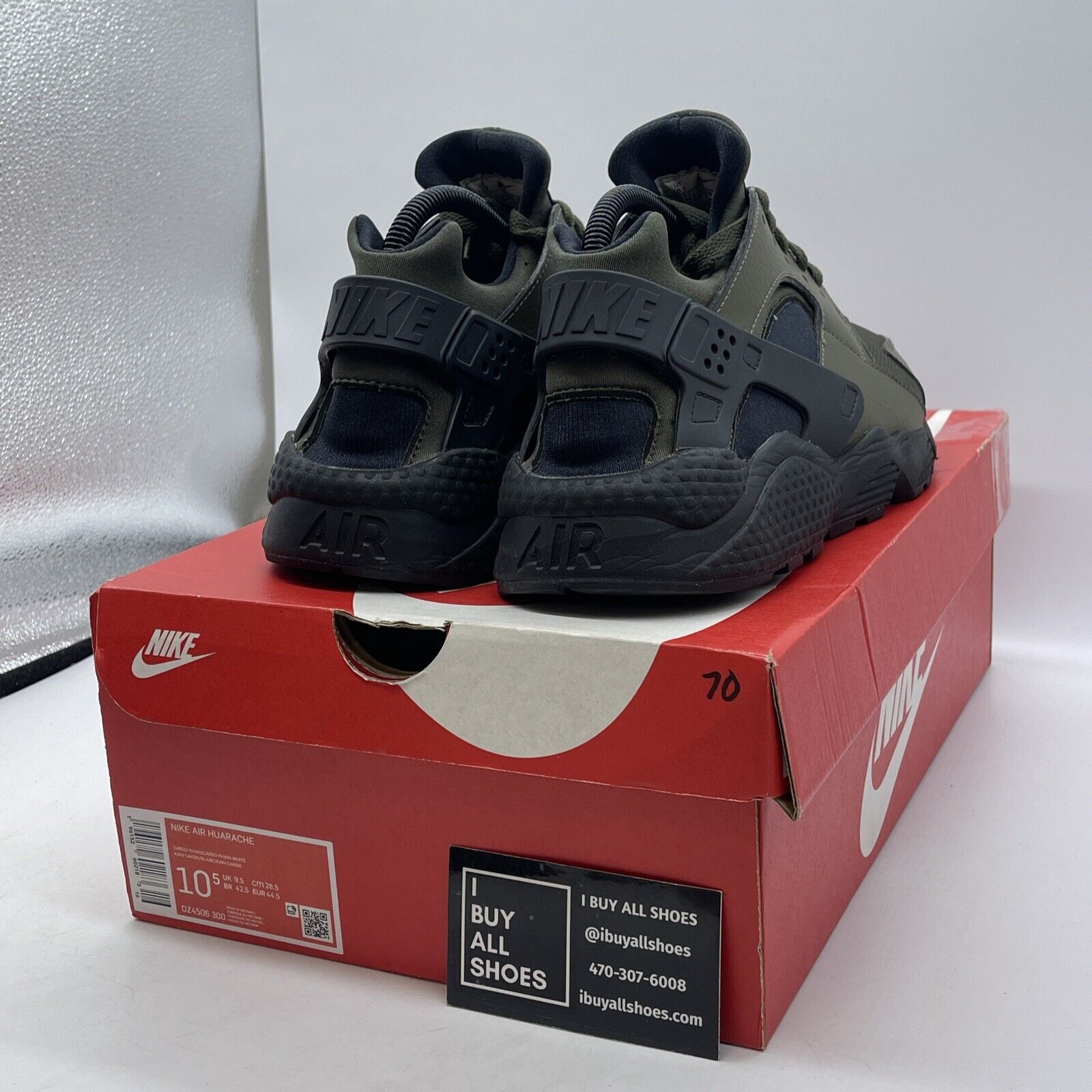 Size 10.5 - Nike Air Huarache Cargo Khaki Black Green Suede Rubber (DZ4506-300)