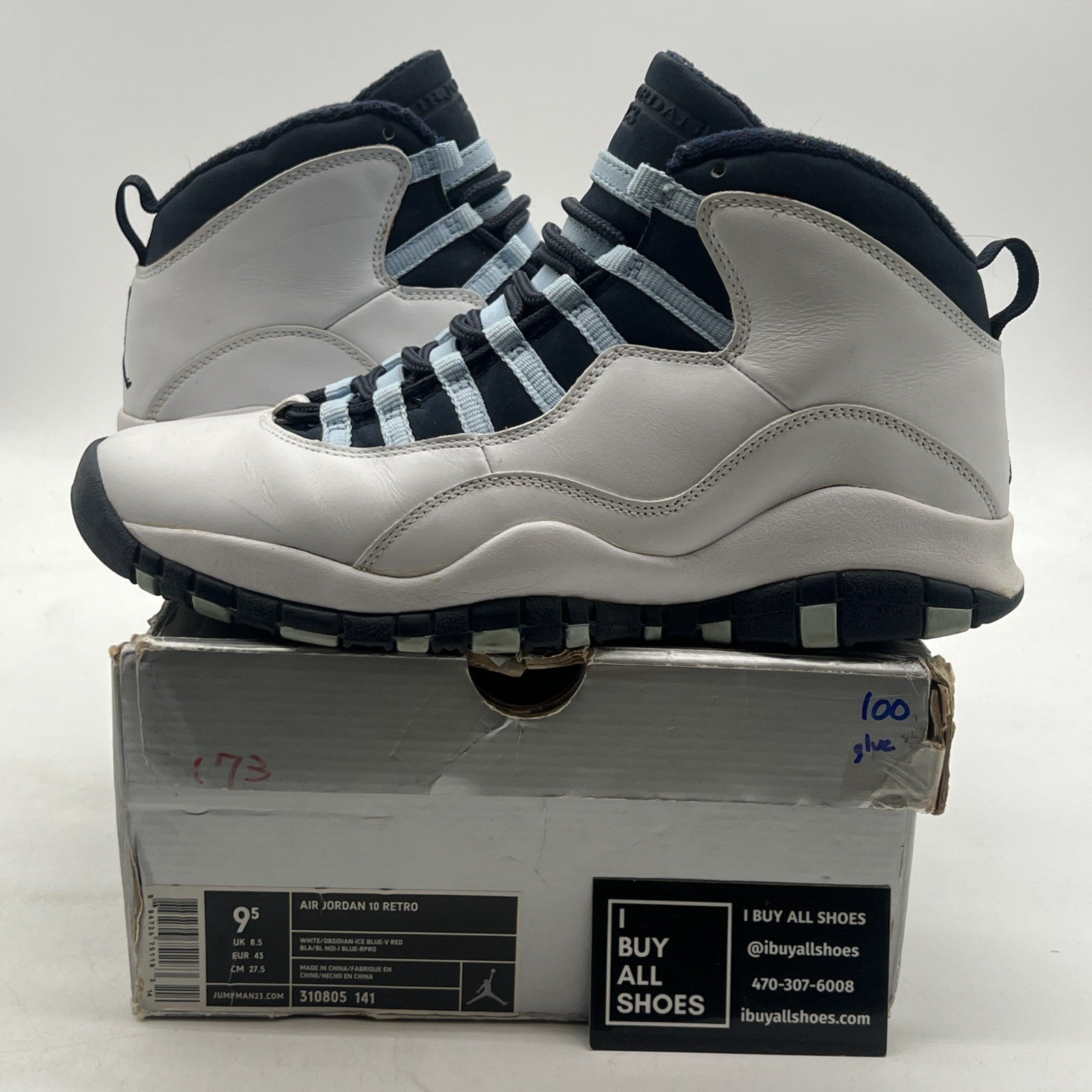Size 9.5 - Air Jordan 10 Retro 2005 Ice Blue (310805-141)