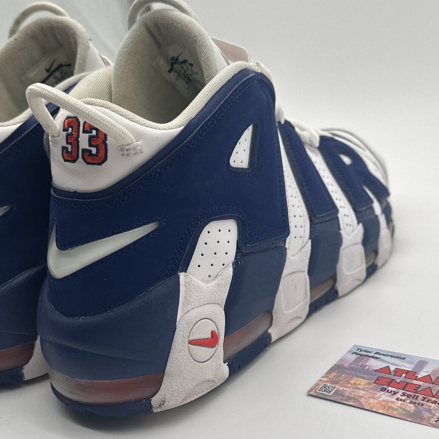 Size 13 - Nike Air More Uptempo Knicks 2017 White Blue Orange Rare Suede Leather