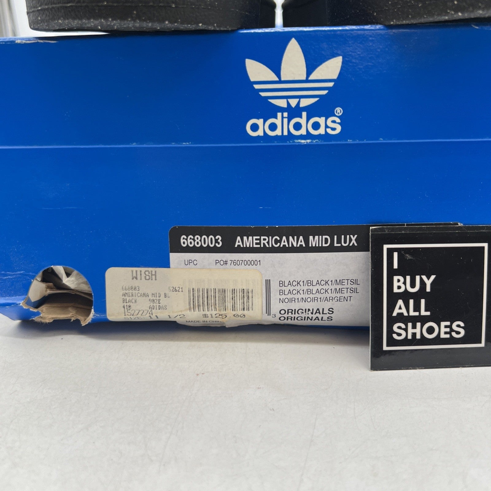 Size 11.5 - Adidas Sneakers Mens 2006 Americana Mid Lux Black Wolf (668003)