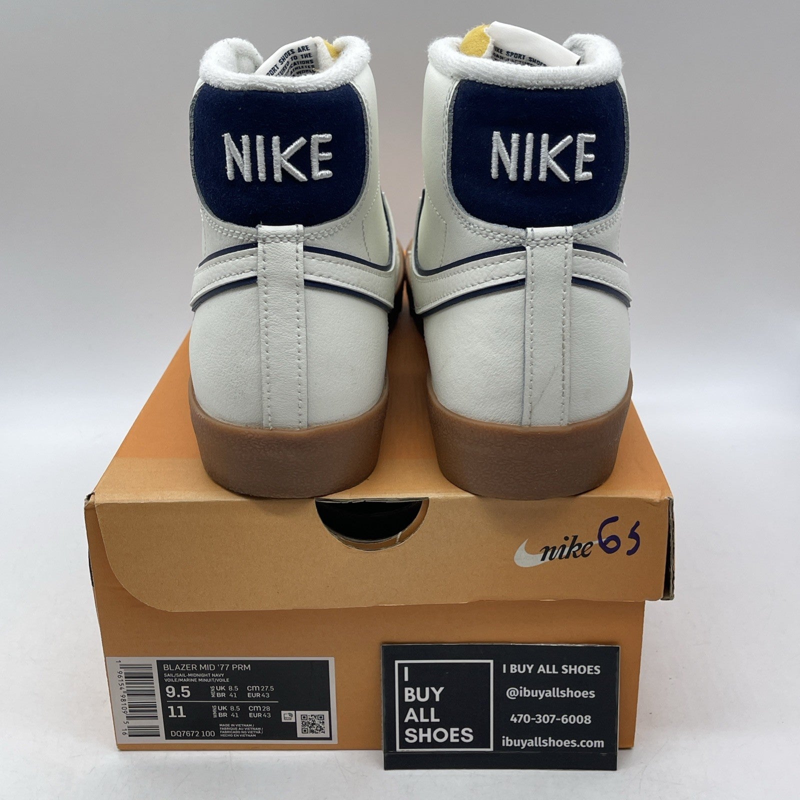Size 9.5 - Nike Blazer '77 Premium Mid Sail Navy Gum (DQ7672-100)