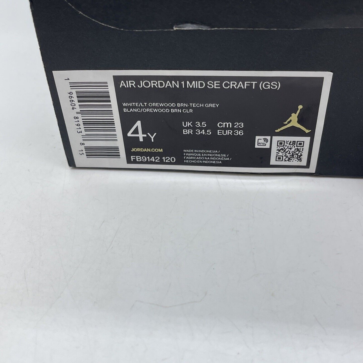 Size 4Y - Air Jordan 1 Mid Craft SE White Brown Gray Suede Leather (FB9142-120)