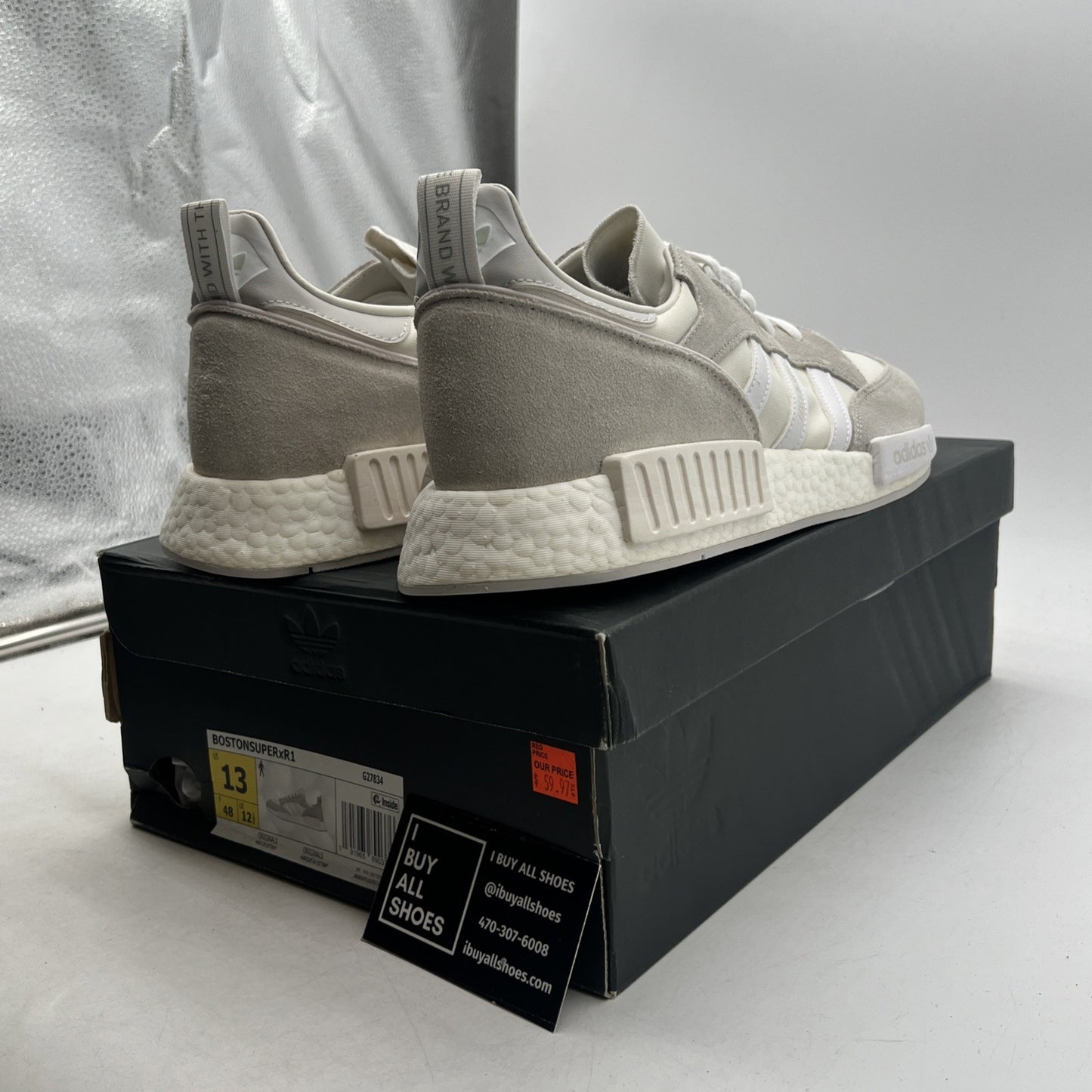 Size 13 - adidas Boston Super R1 Triple White (G27834)