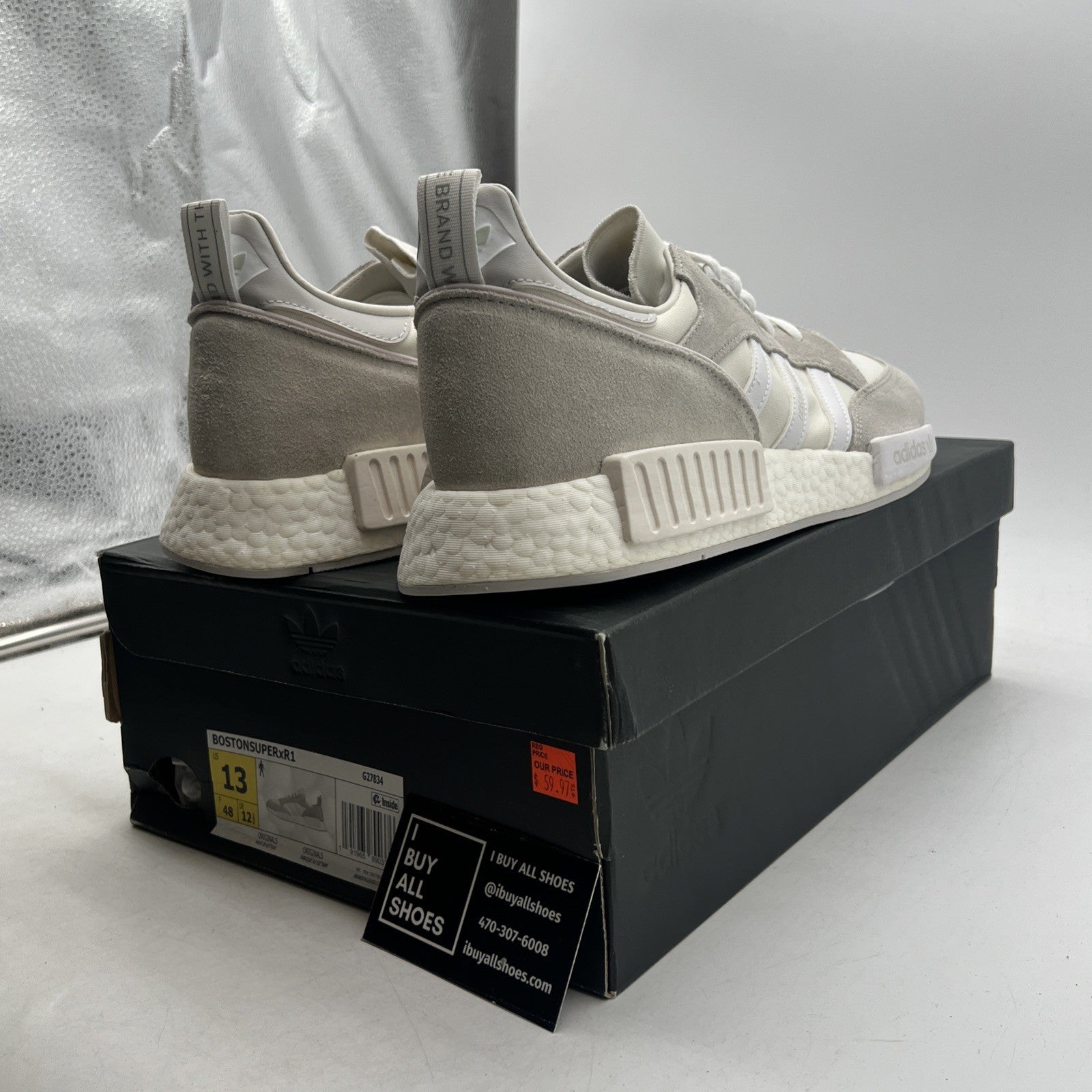 Size 13 - adidas Boston Super R1 Triple White (G27834)