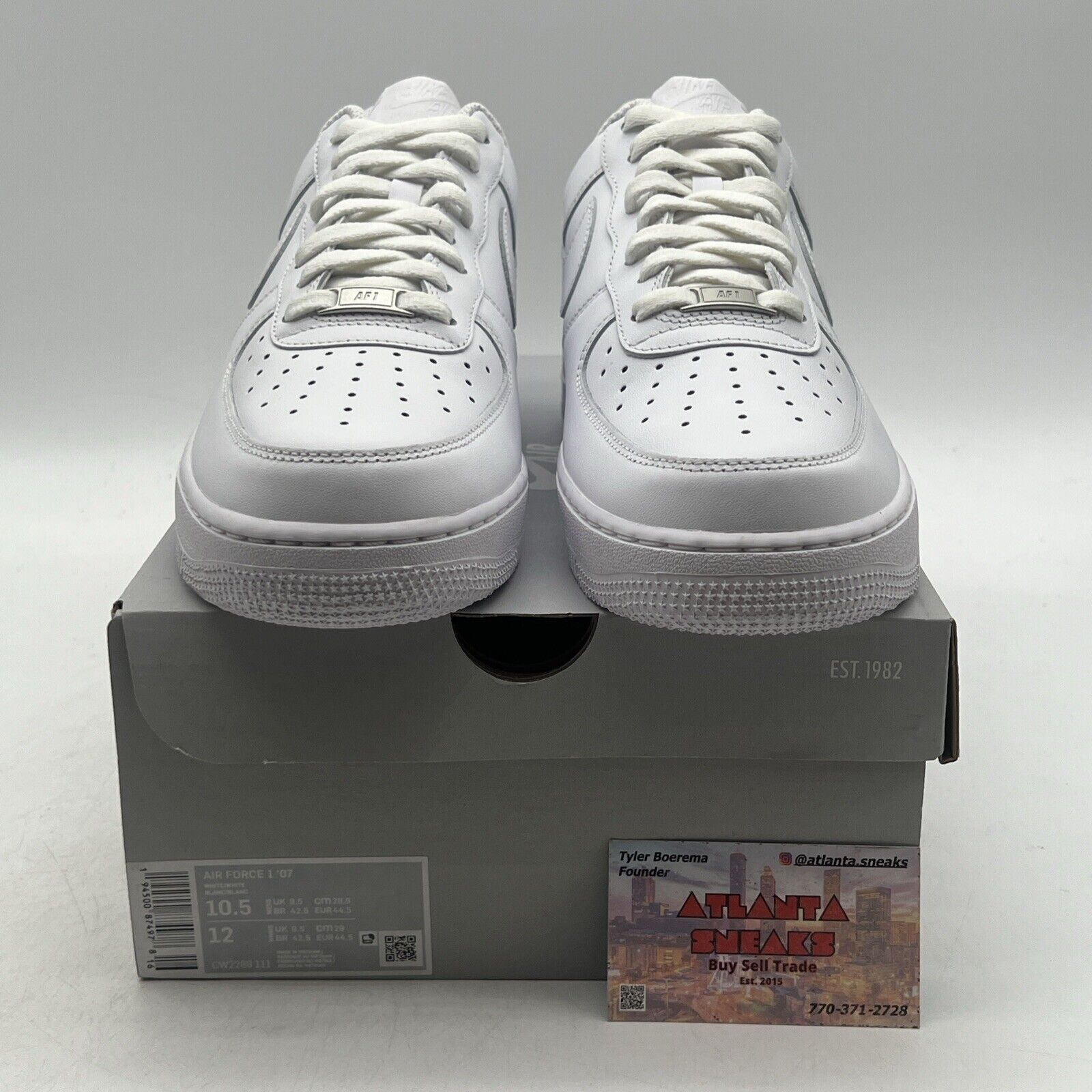 Size 10.5 - Nike Air Force 1 '07 Low Triple White (CW2288-111)