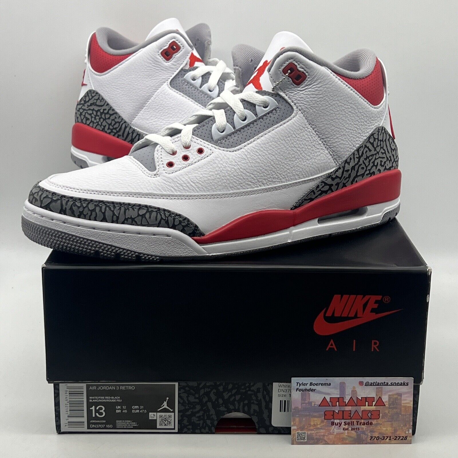 Size 13 - Jordan 3 Retro Mid Fire Red Black White Leather (DN3707-160)