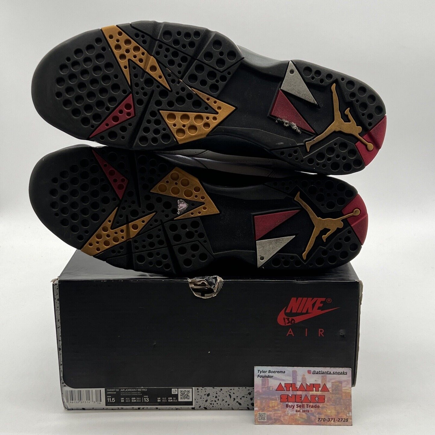 Size 11.5 - Jordan 7 Cardinal 2022 Black Yellow White Red Leather (CU9307-106)