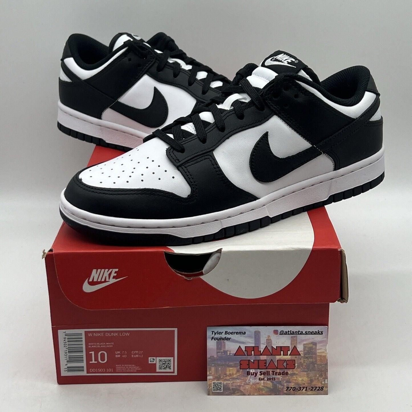 Size 10 - Nike Dunk Low Black White W Brand New Og All
