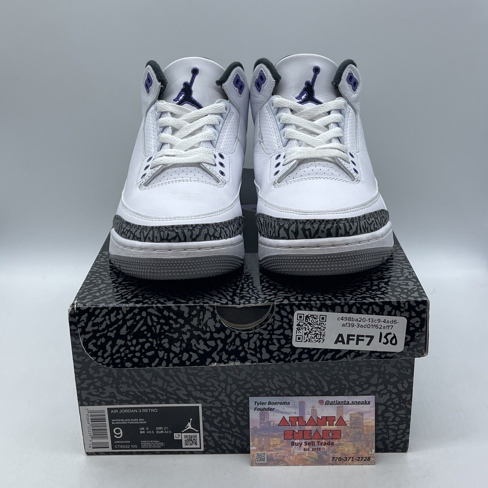 Size 9 - Jordan 3 Retro Mid Dark Iris Grey Suede White Purple (CT8532-105)