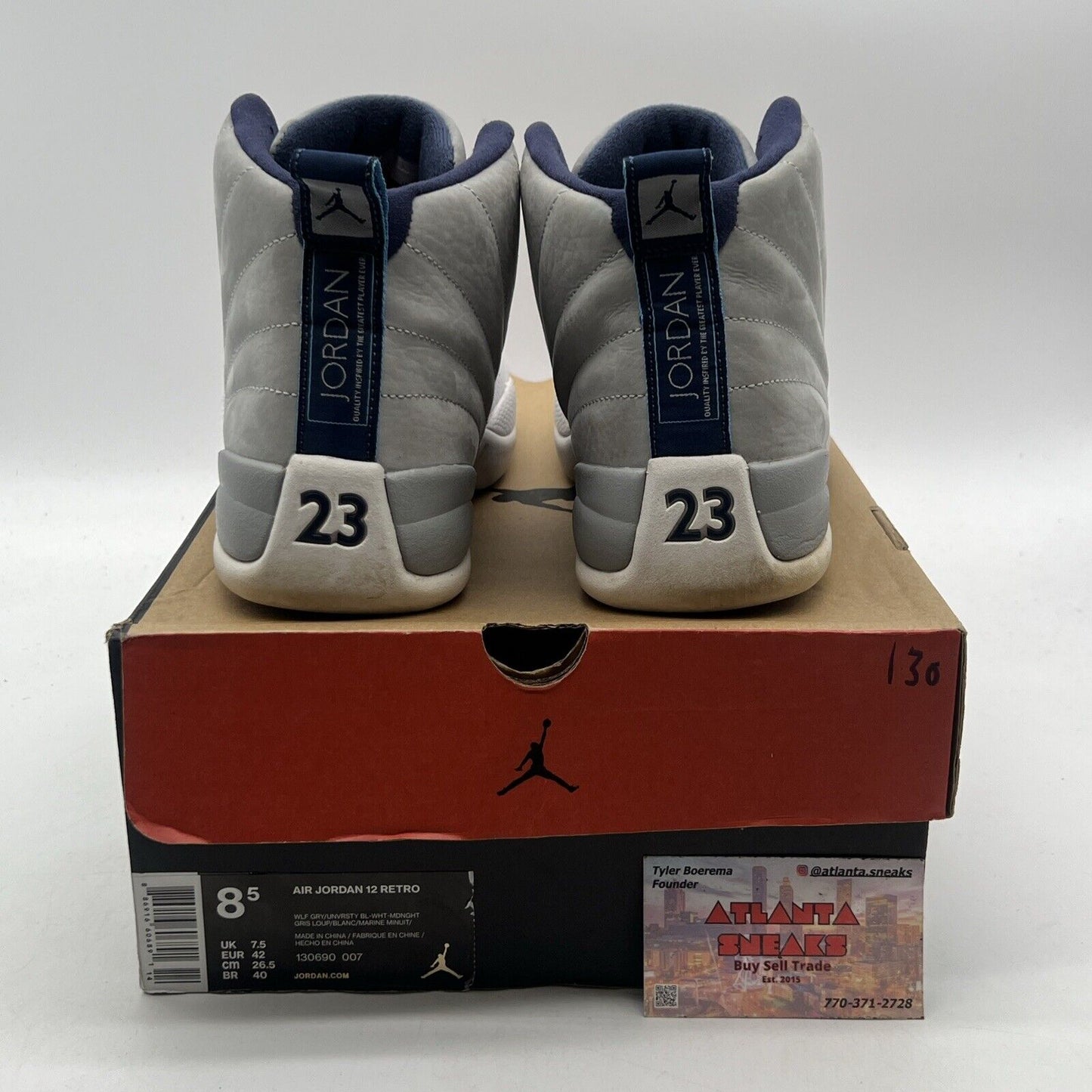 Size 8.5 - Air Jordan 12 Retro Grey University Blue Suede Leather (130690-007)