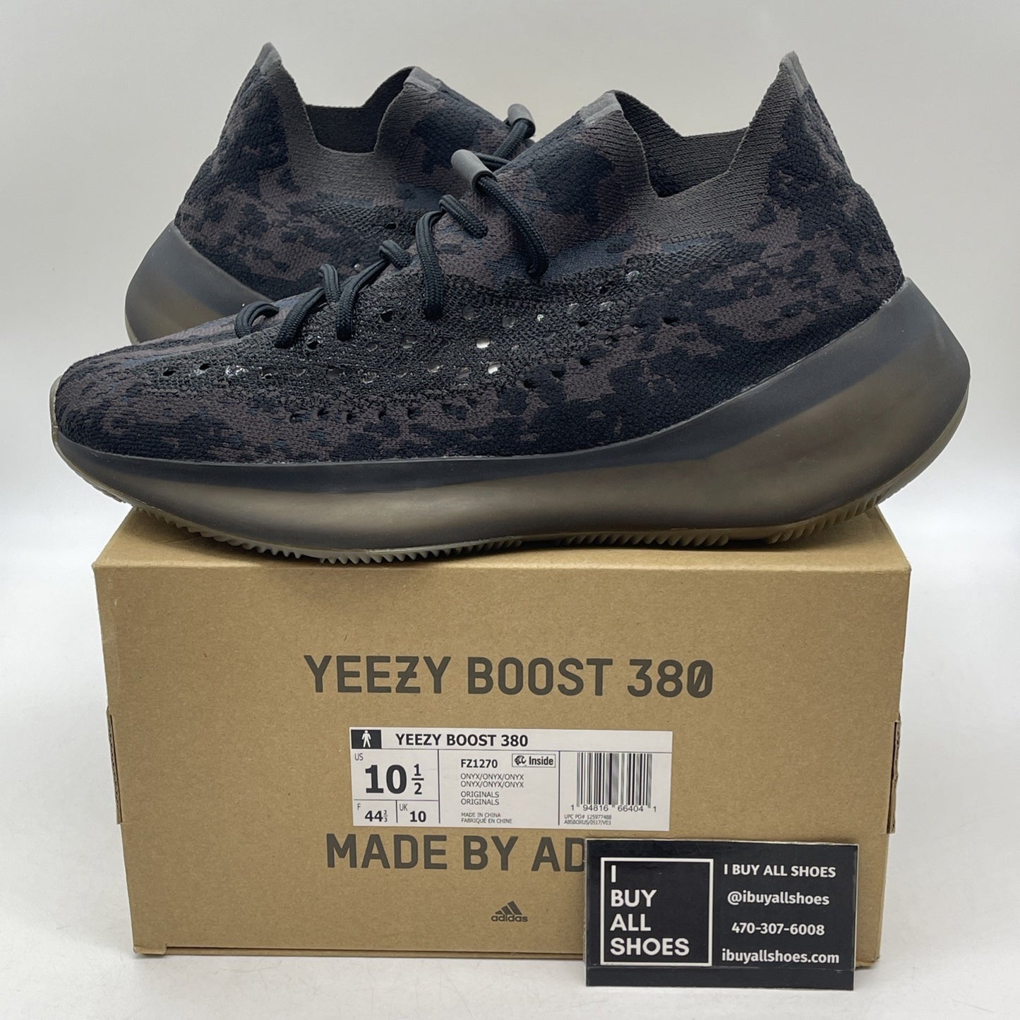 Size 10.5 - Adidas Yeezy Boost 380 Onyx Non-Reflective (FZ1270)
