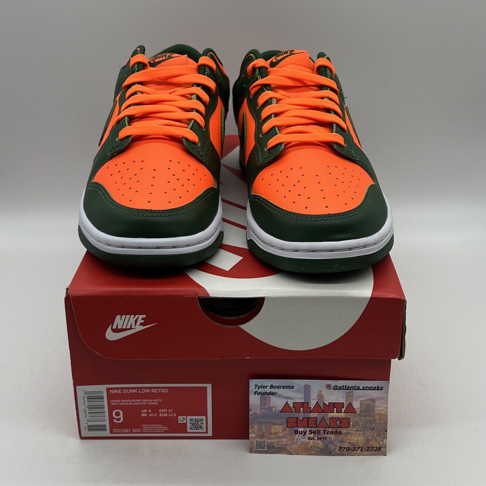 Size 9 - Nike Dunk Low Miami Hurricanes Brand New Og All