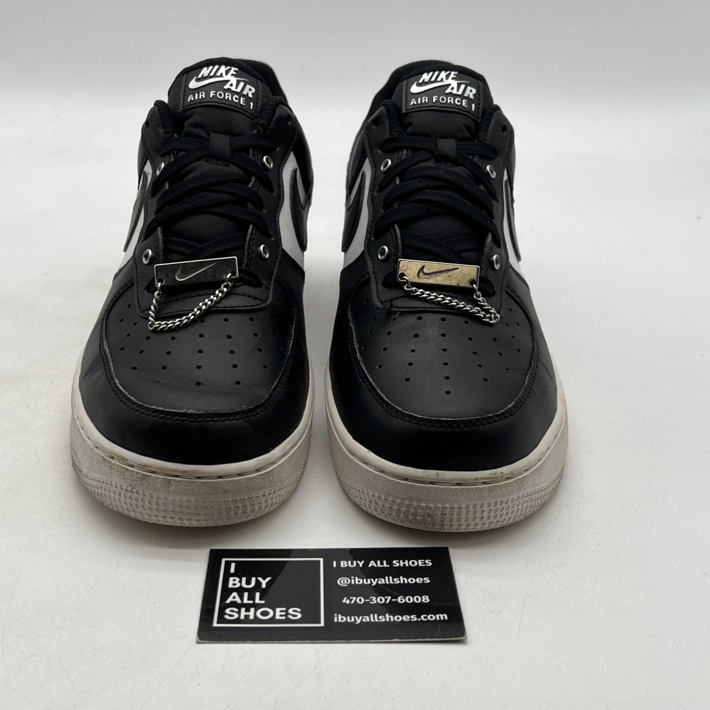 Size 10.5 - Nike Air Force 1 '07 Premium Silver Chain - Black (DA8571-001)