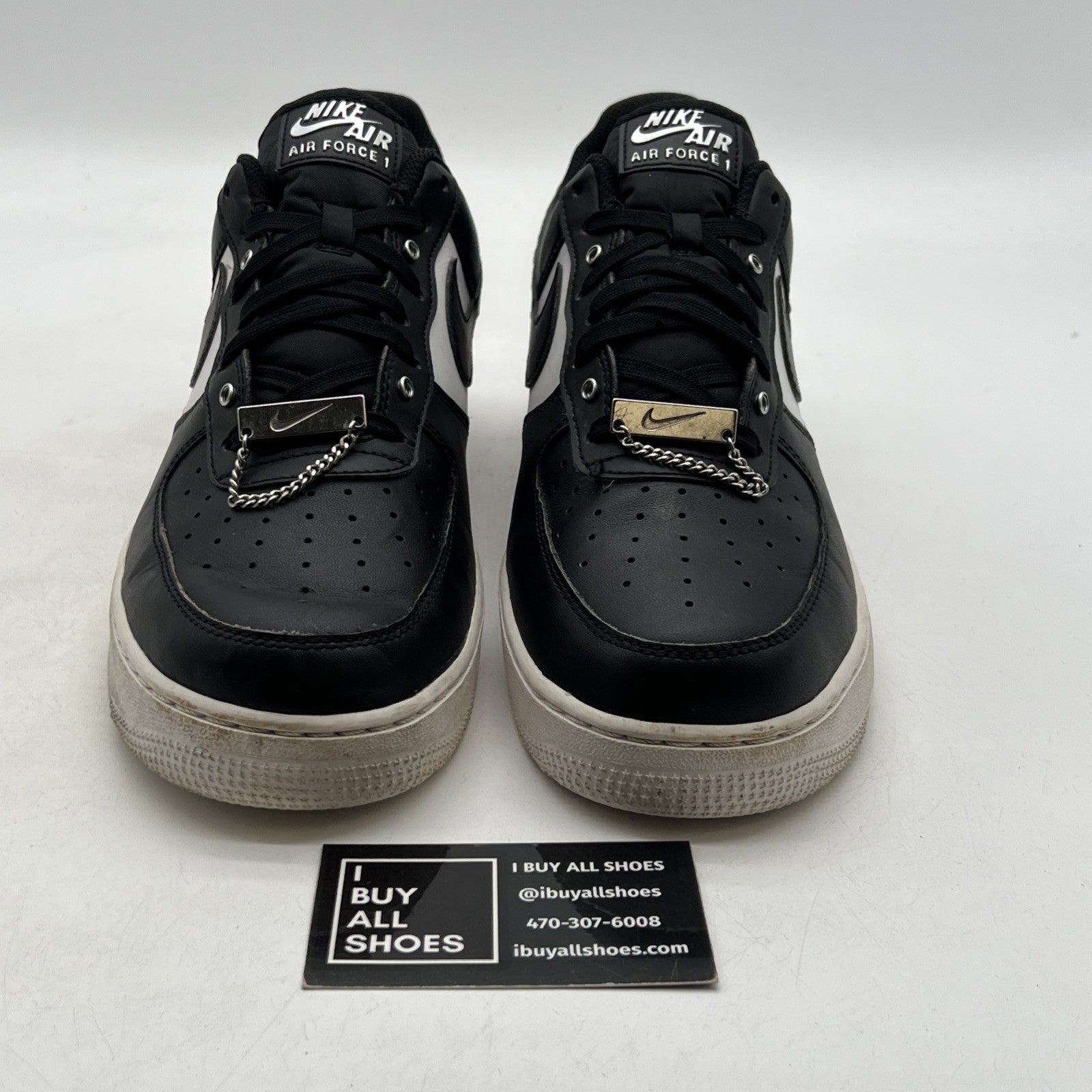 Size 10.5 - Nike Air Force 1 '07 Premium Silver Chain - Black (DA8571-001)