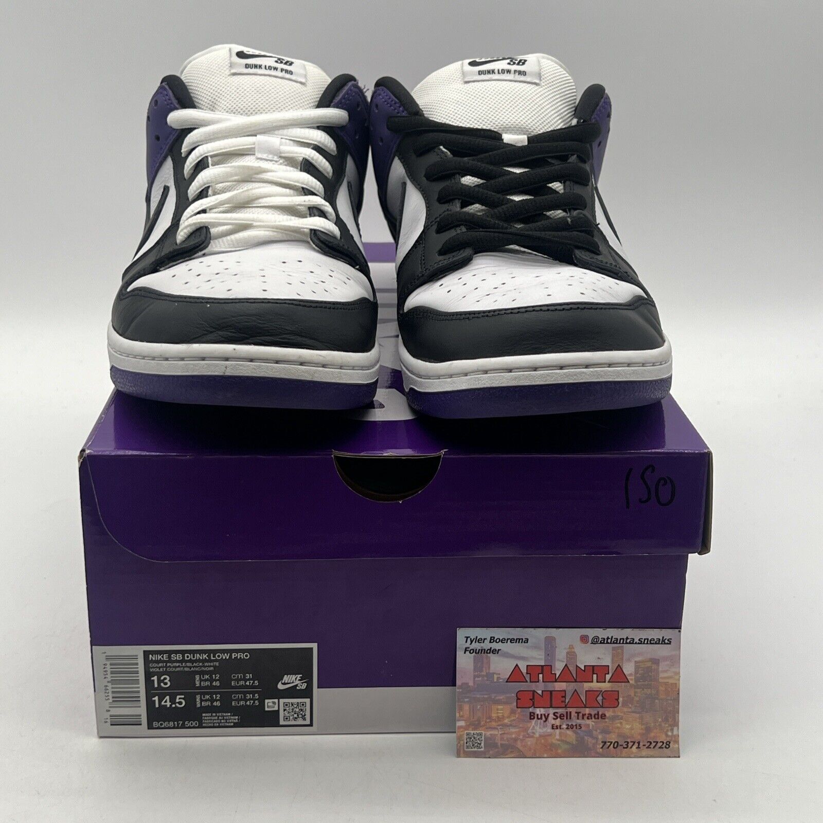 Size 13 - Nike Dunk SB Low Court Purple Black White Purple Leather (BQ6817-500)