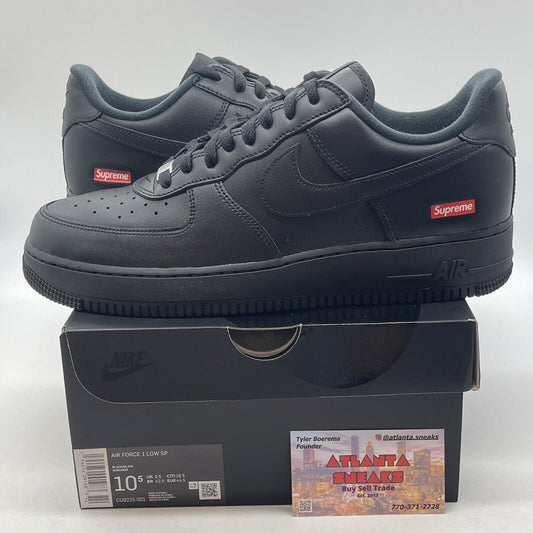 Size 10.5 - Nike Air Force 1 Low x Supreme Box Logo Black Leather (CU9225-001)