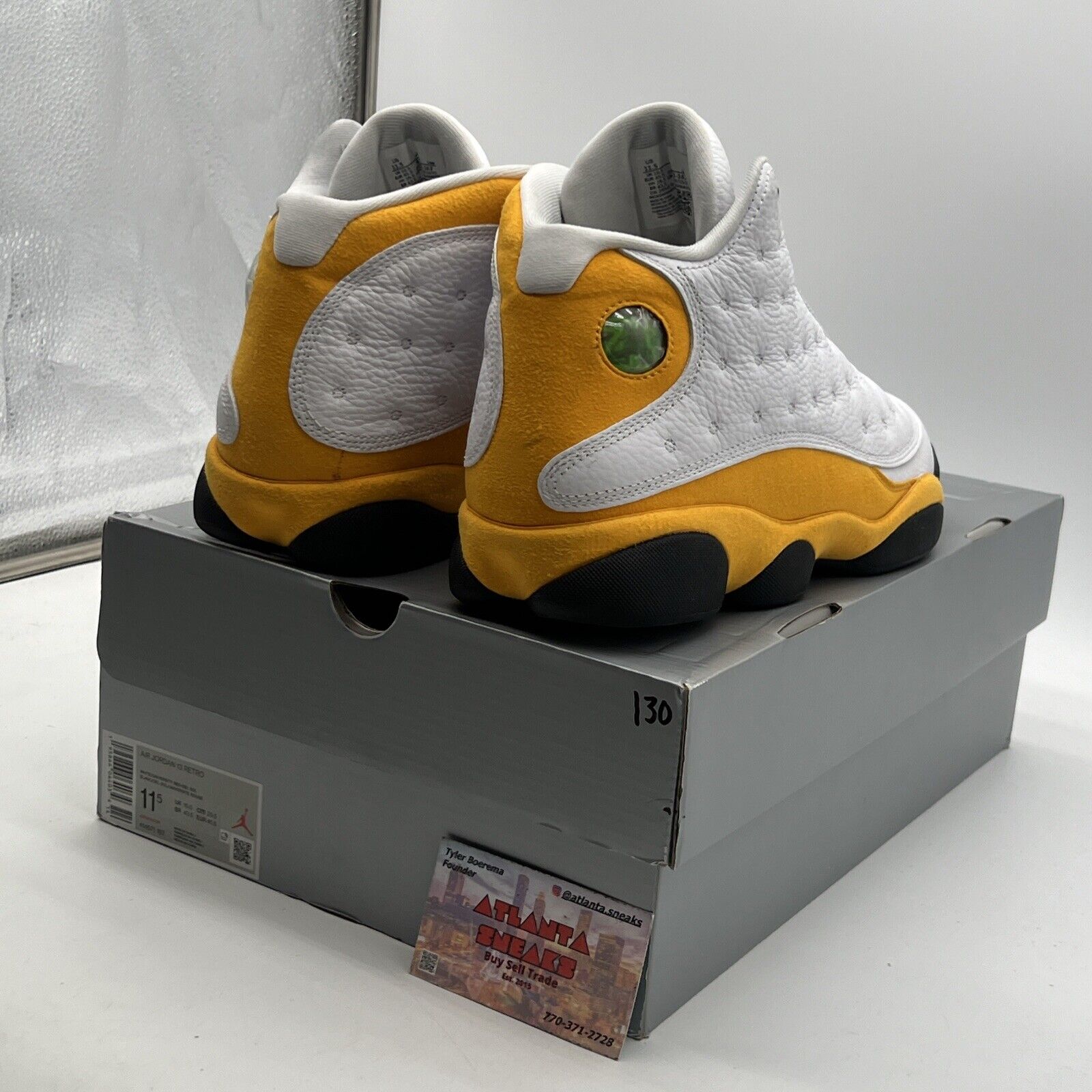 Size 11.5 - Jordan 13 Del Sol 2022 Black White Yellow Suede Leather (414571-167)