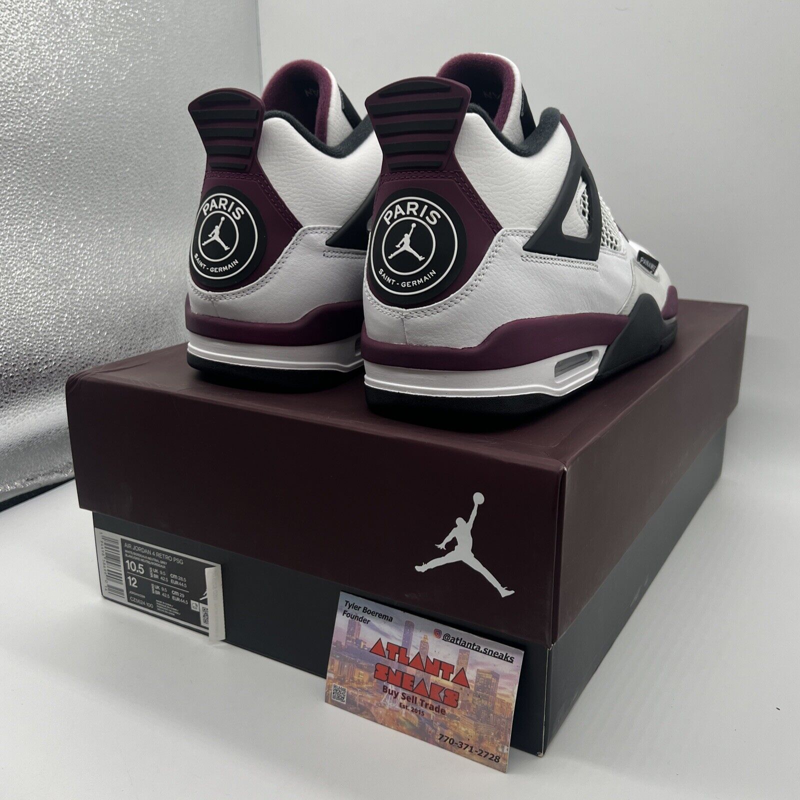 Size 10.5 - Jordan 4 Retro x Paris Saint-Germain Bordeaux 2020 Brand New Og All