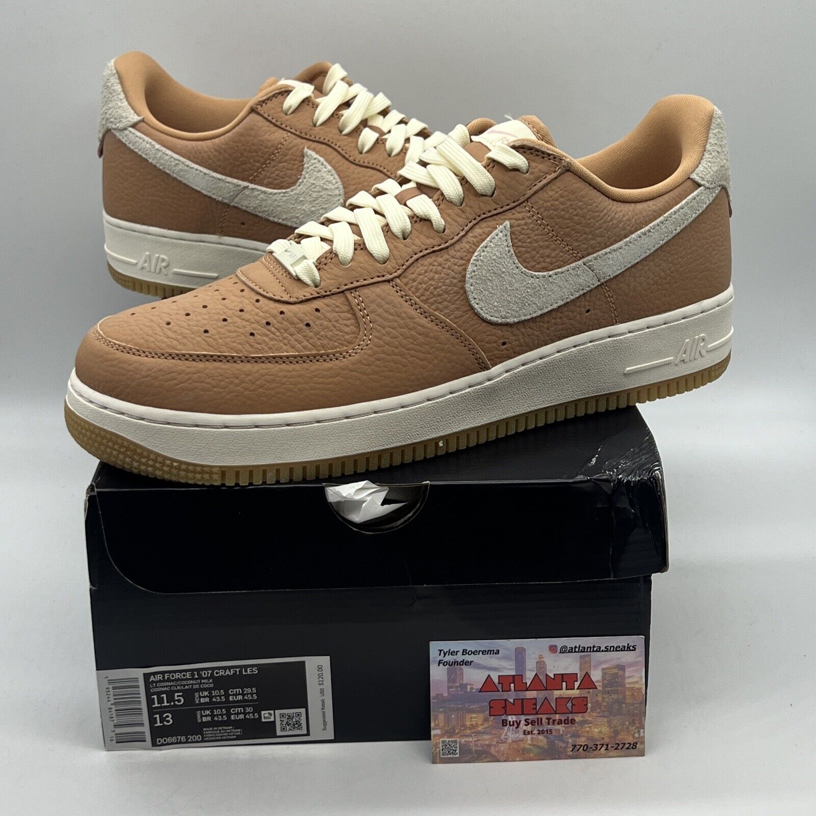 Size 11.5 - Nike Air Force 1 '07 Craft Light Cognac Brand New Og All