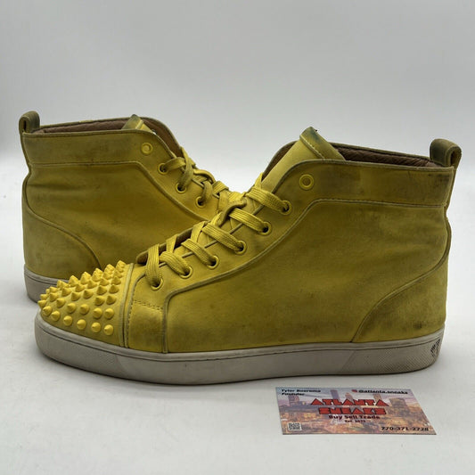 Size 10 - Christian Louboutin High Top Sneakers Studded Yellow
