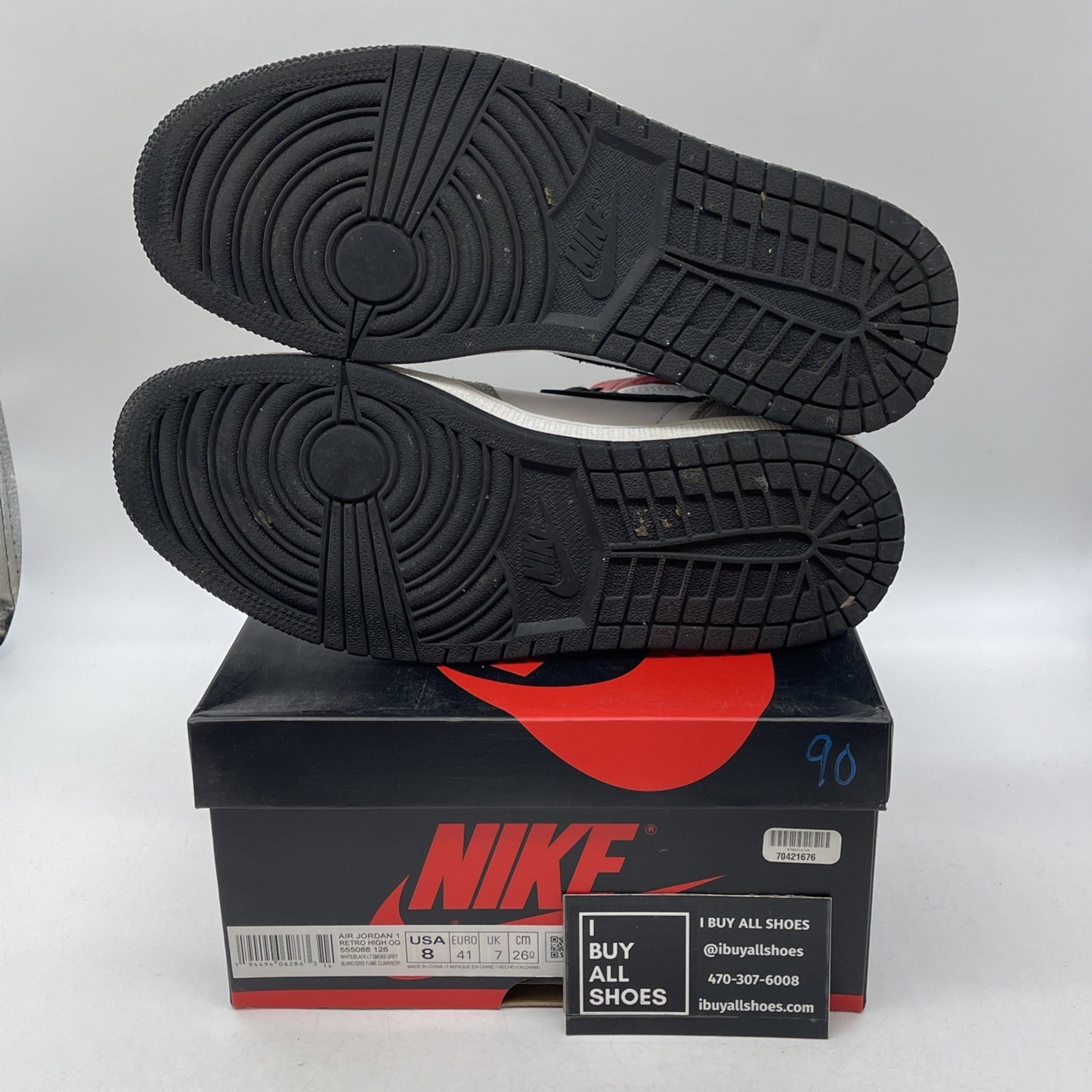 Size 8 - Jordan 1 Retro High OG Smoke Gray 2020 Suede Leather (555088-126)